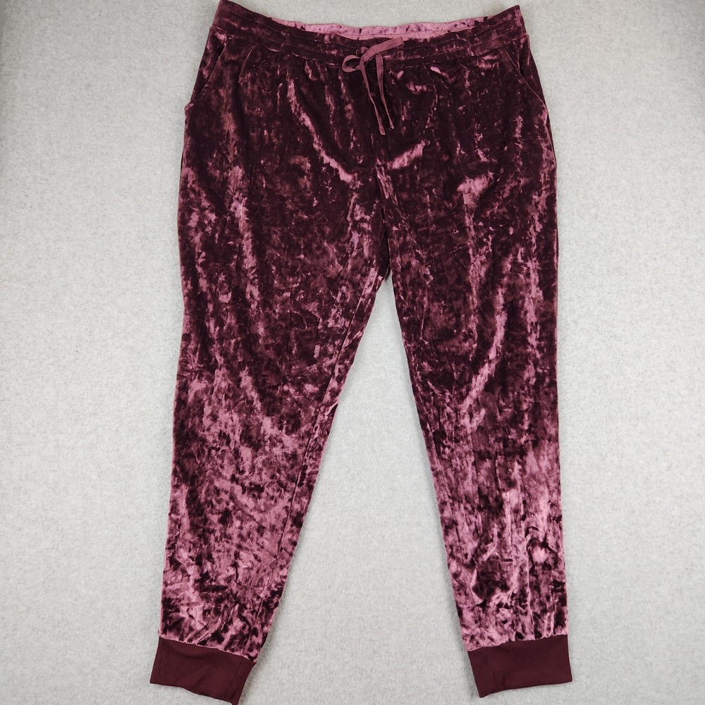 Secret Treasures Womens 2X Metropolis Burgundy Crushed Velvet Jogger TZ48711BC